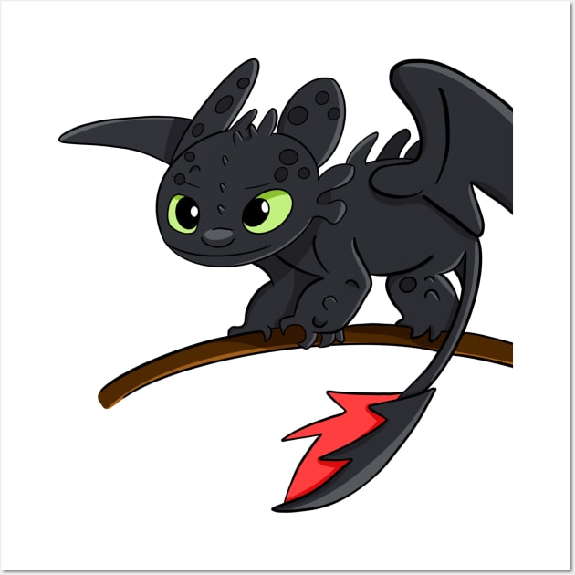 Cute Toothless baby dragon from cartoon How to train your dragon Wall Art by PrimeStore